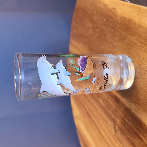 Dining Destin Florida Shot Glass With Dolphins And Shells Poshmark